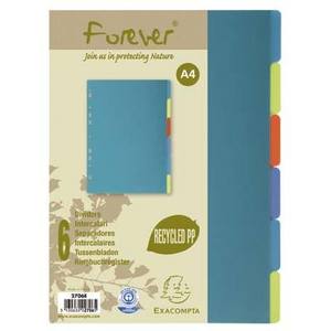 //INTERCALAIRE A4 6 positions FOREVER polypro recyclé couleurs assorties