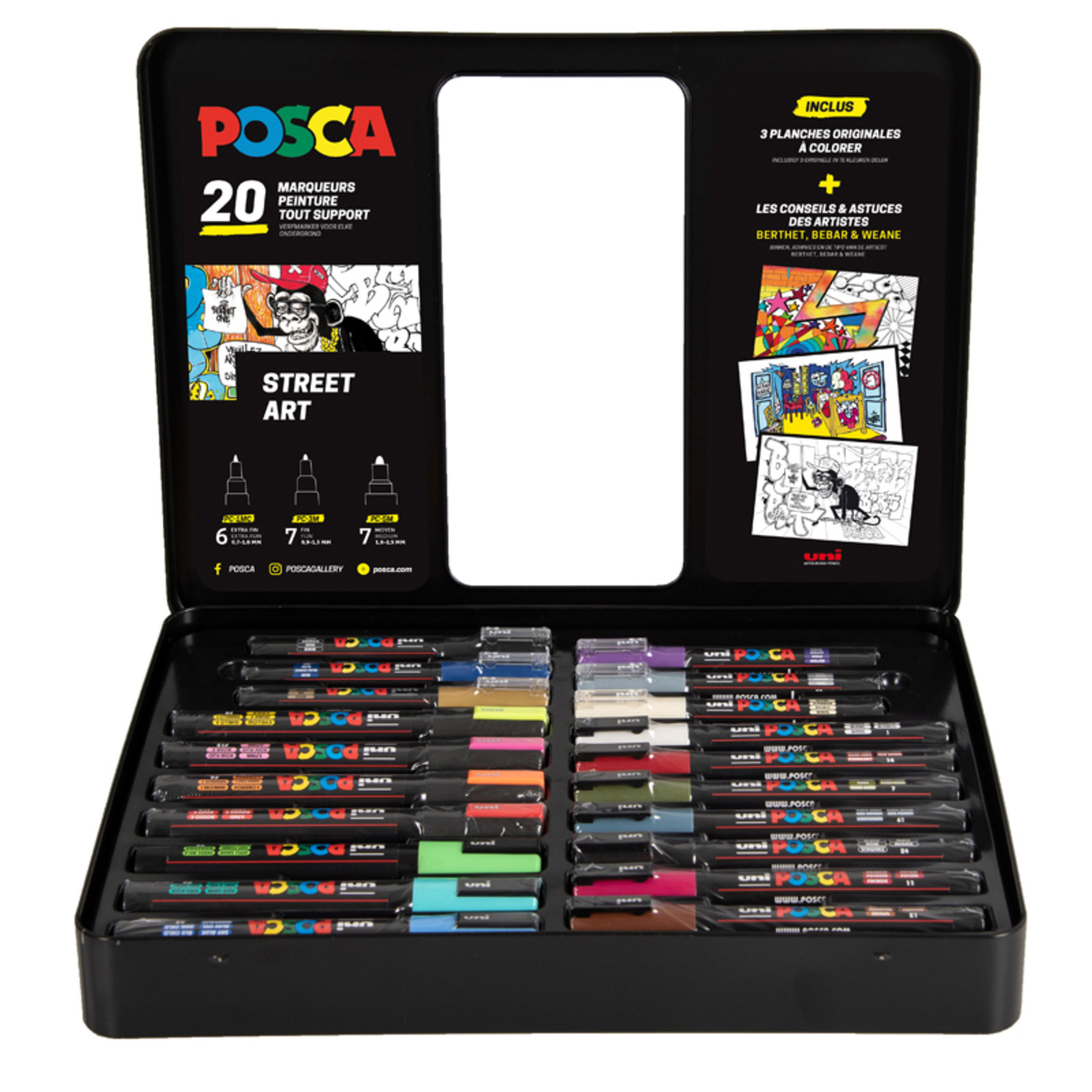 POSCA Pointes extra-fines - 4 couleurs - Peinture acrylique à effets - 10  Doigts