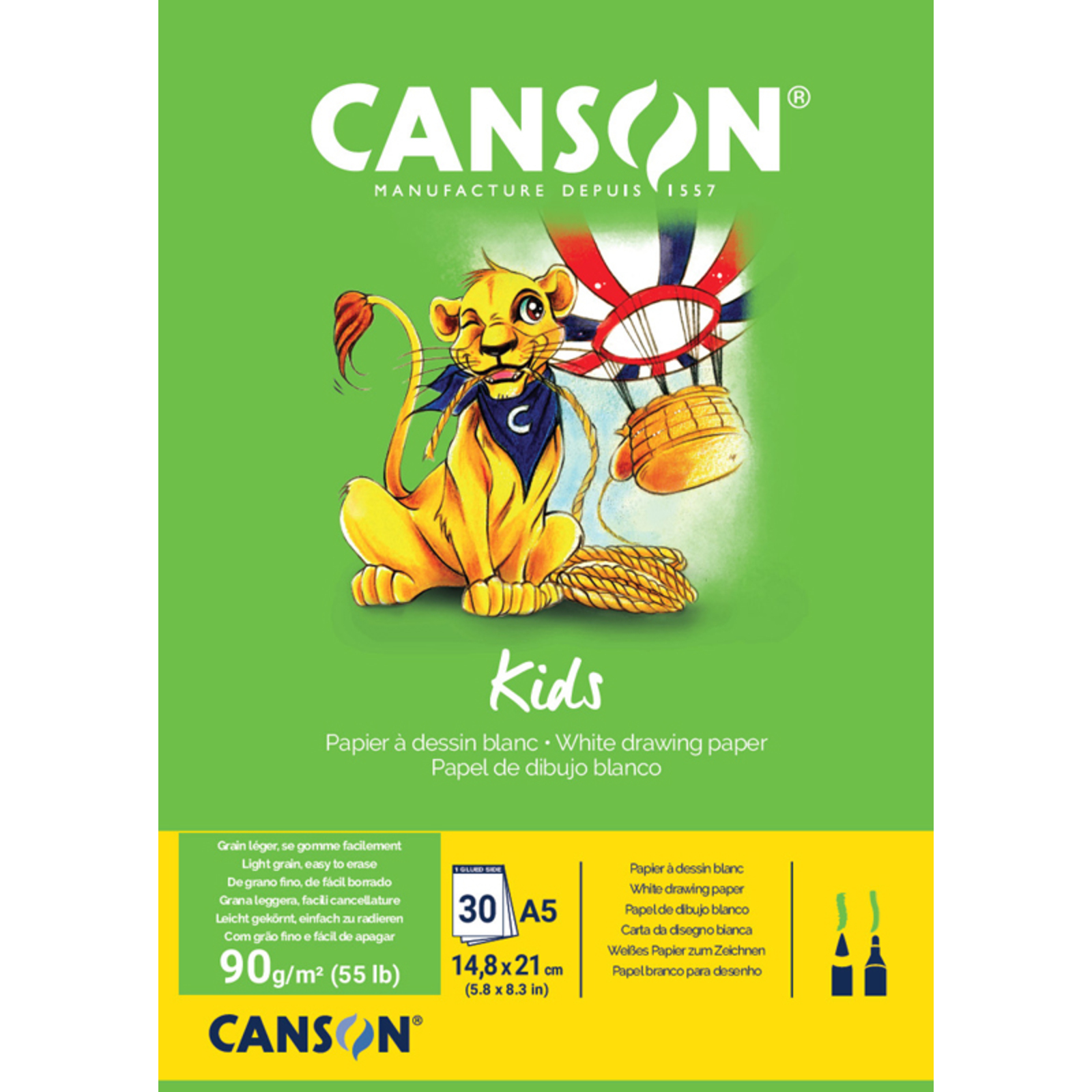 CANSON BLOC DESSIN BLANC A5 90G 30F K752624 - Frimaudeau BtoC