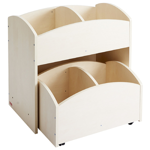 OS - BAC À LIVRES 2 CASES HAUT + 1 BACS A LIVRES 2 CASES BAS A ROULETTES - BOULEAU