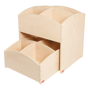 OS - 1 BAC À LIVRES 4 CASES HAUT + 1 BAC À LIVRES 4 CASES BAS A ROULETTES - BOULEAU