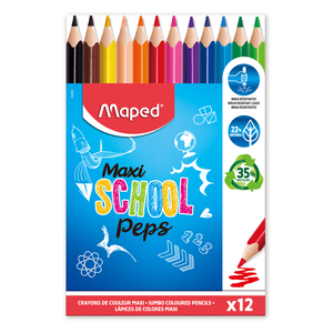 SCHOOLPEP'S MAXI 12 CRAYONS COULEURS ASSORTIS