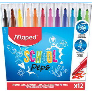 SCHOOLPEP'S LARGE 12 FEUTRES COLORIS ASSORTIS