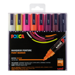 POSCA PC-5M 8 MARQUEURS COLORIS CHAUDS ASSORTIS