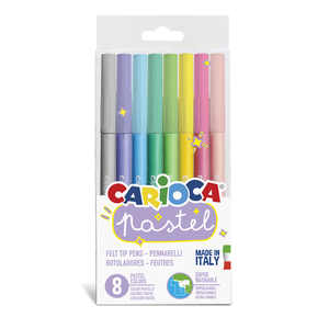 CARIOCA 8 FEUTRES DESSIN COLORIS PASTELS ASSORTIS