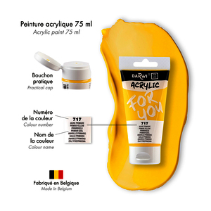 DARWI 1 LOT 5 TUBES PEINTURES ACRYLIQUES 75 ML COLORIS ASSORTIS