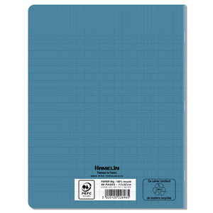 CAHIER PP RECYCLÉ 17X22 96P SÉYÈS BLEU