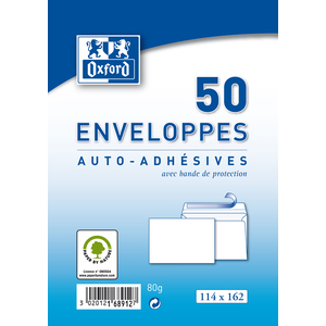 50 ENVELOPPES BLANCHES 114X162MM