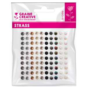 100 STRASS COLORIS MÉTAL NOIR ET PERLE ASSORTIS