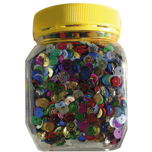 SEQUINS RONDS PERFORÉS  Ø 7MM BOCAL 130GR COULEURS ASSORTIES