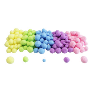 200 POMPONS PASTELS TAILLES ET COLORIS ASSORTIS