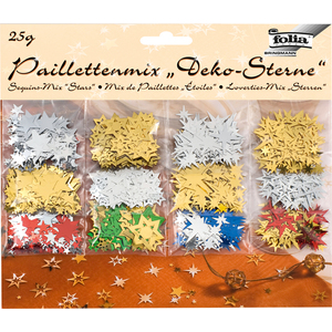 PAILLETTES SEQUINS ÉTOILES 25G FORMES ET COLORIS ASSORTIS