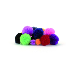 24 POMPONS LAINEUX TAILLES ET COLORIS ASSORTIS